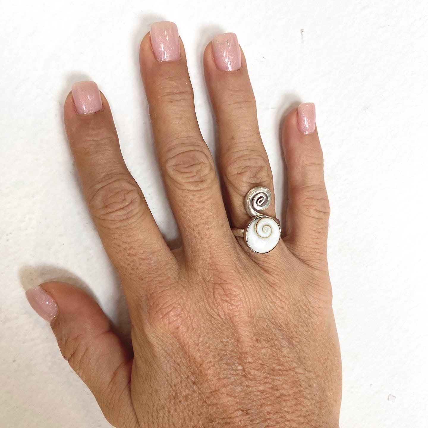 Handmade Sterling Silver925 ring with a shiva eye shell