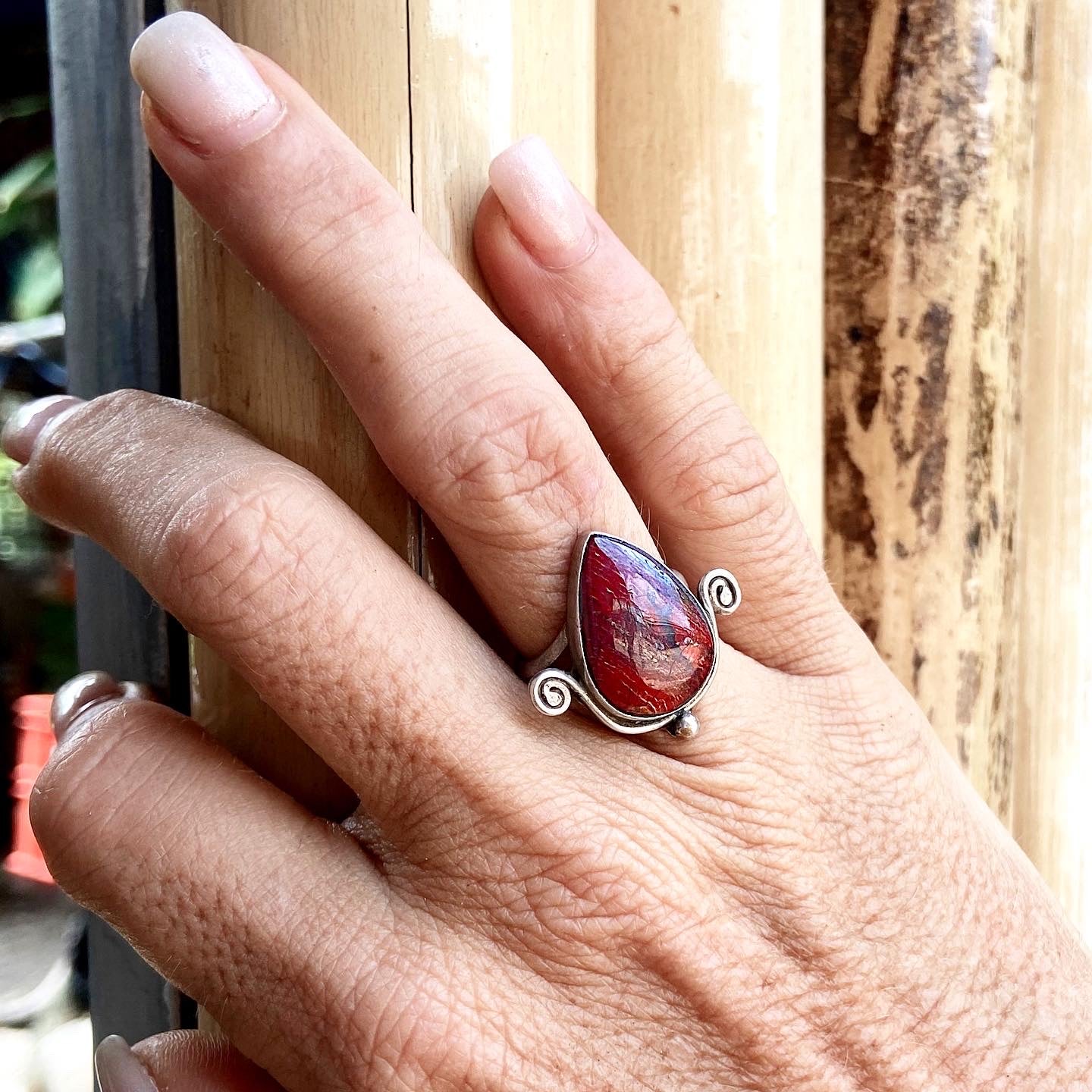 Handmade Sterling Silver925 ring with a red jasper