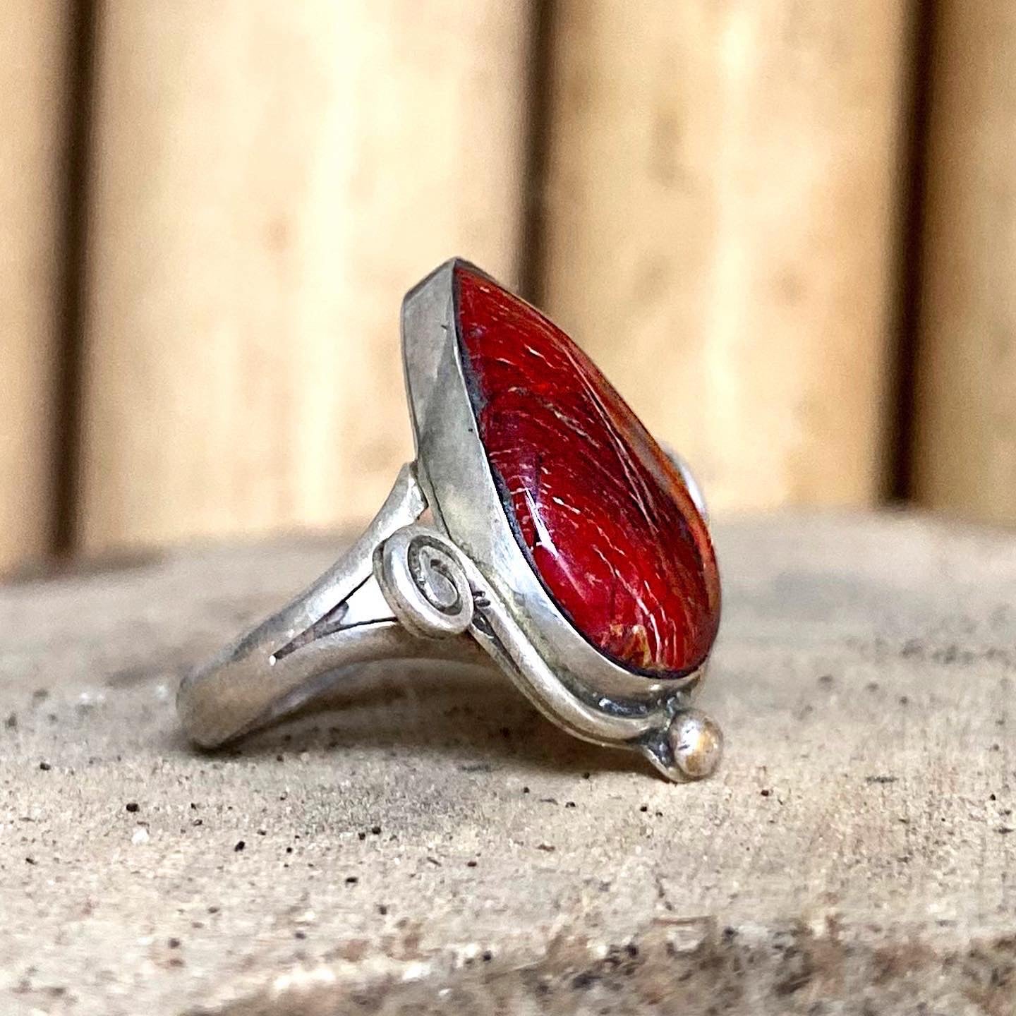 Handmade Sterling Silver925 ring with a red jasper