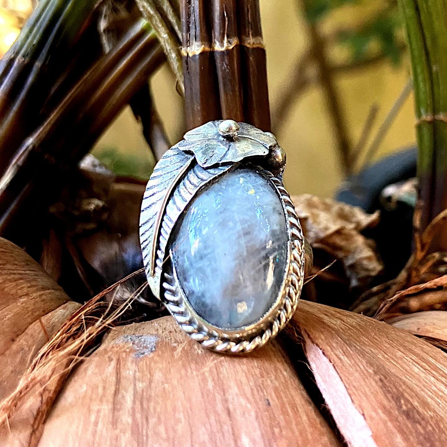 Handmade Sterling Silver925 ring with a rainbow moonstone