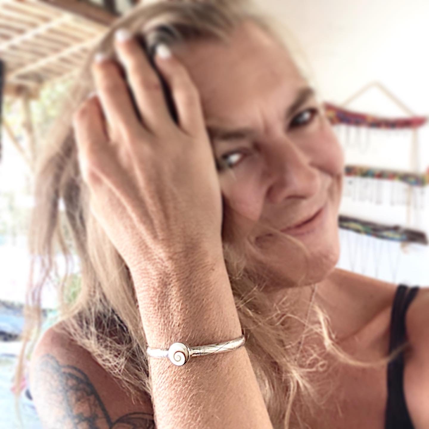 Handmade Sterling Silver925 bracelet with a shiva eye shell